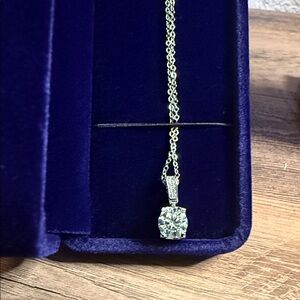 Sterling Silver light, green, moissanite Pendant Necklace - White